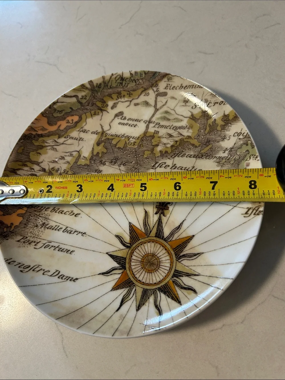 Pottery Barn-Coastal Curiosity Plate- Fall Colors/Compass Rose